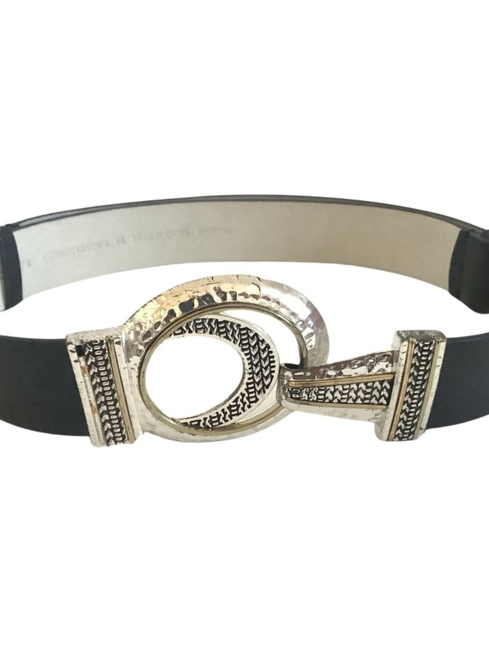 Chico's Black Leather Belt in Women's Size Medium Large Adjustable Unworn.